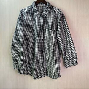 Copper Key Black/White Houndstooth Button-Up Shacket Size Medium